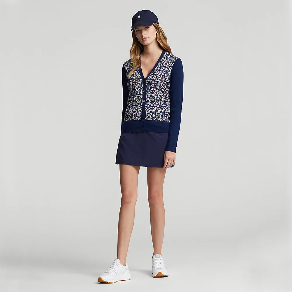 Walk with Power Make a Statement Rlx Ralph Lauren Women'S V-Neck Wool Blend Golf Cardigan - French Navy Multi