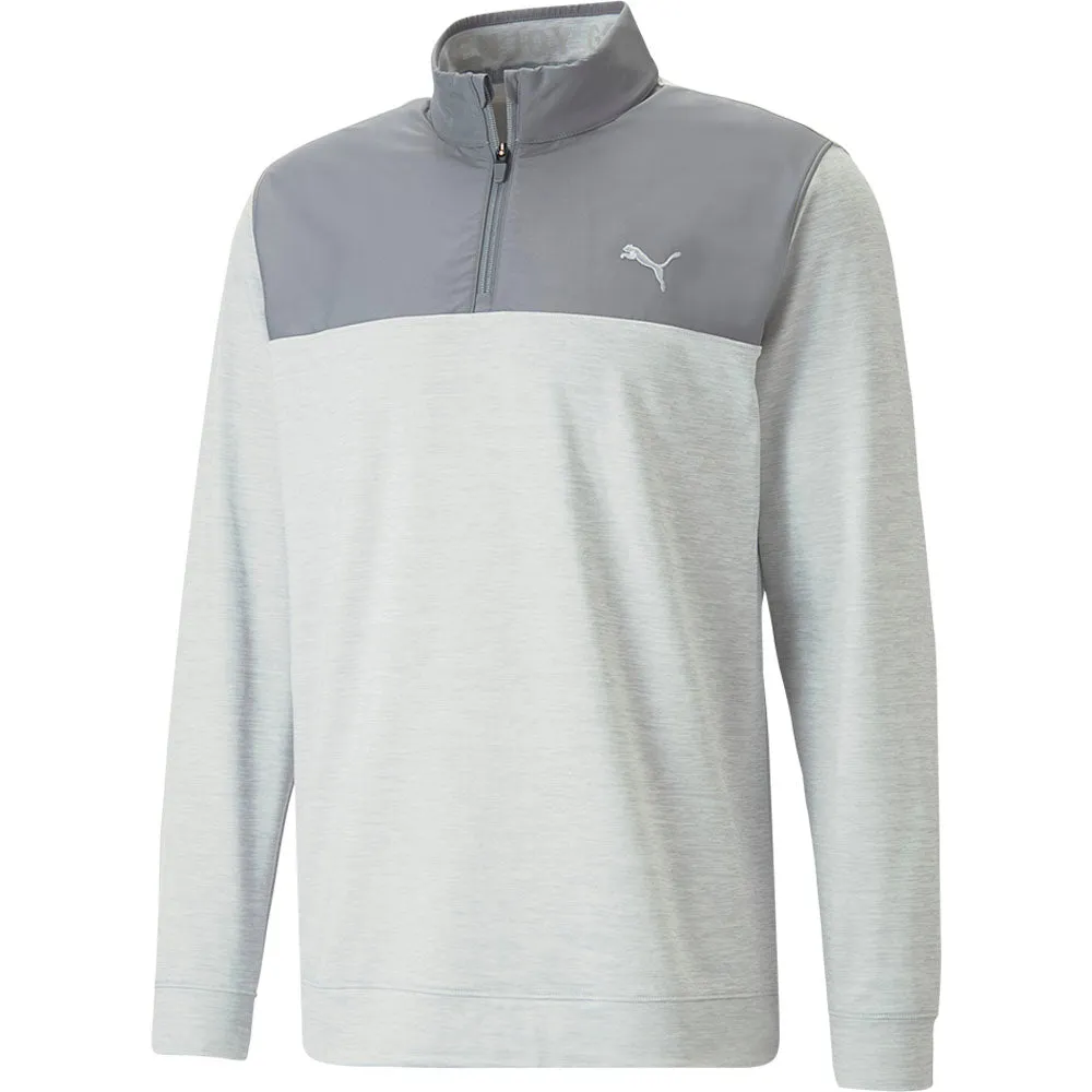 Confidence Starts Here Budget Friendly Puma Cloudspun Colour Block 1/4 Zip Pullover - Quiet Shade/High Rise Heather