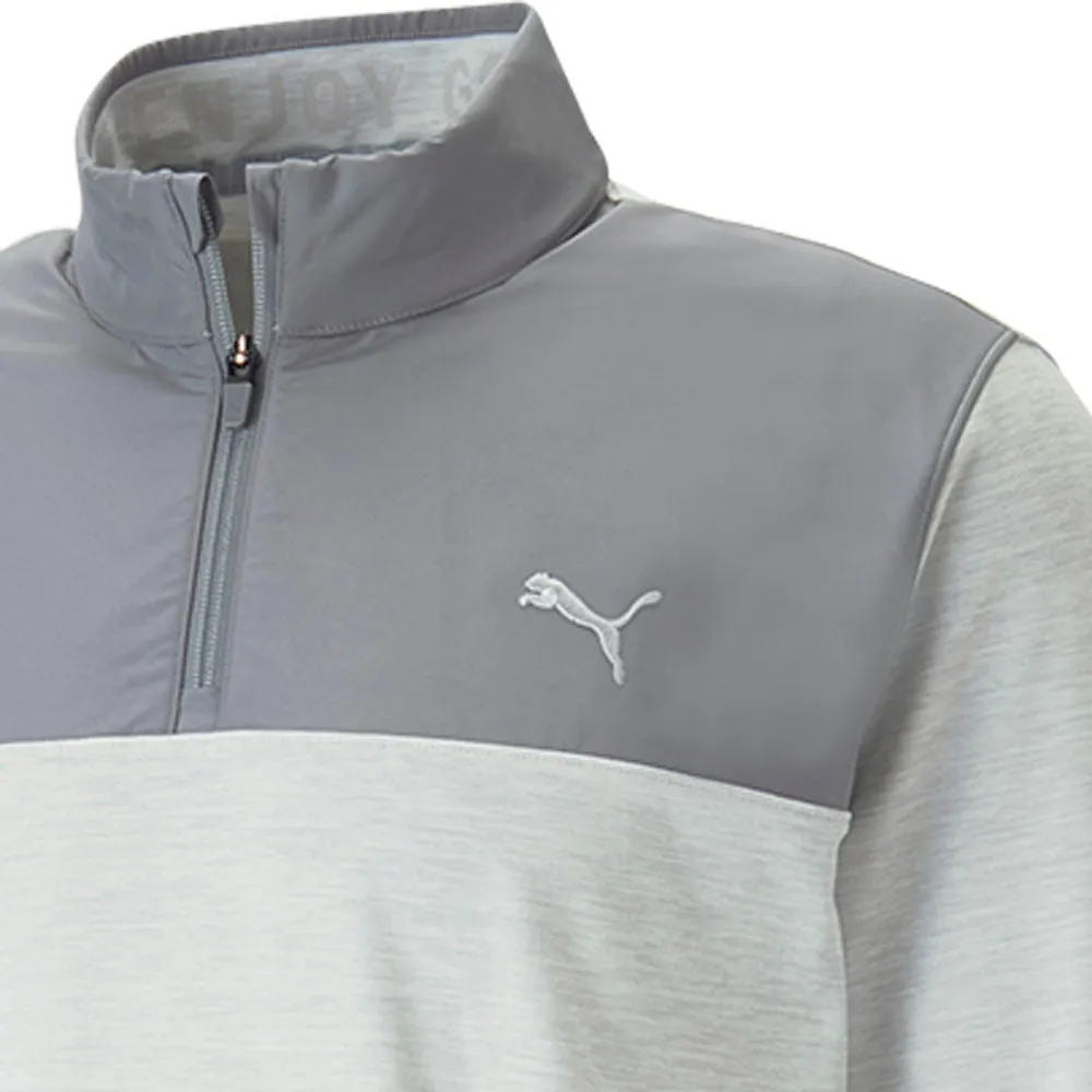 Puma Cloudspun Colour Block 1/4 Zip Pullover - Quiet Shade/High Rise Heather Easter Sale Father's Day Sale