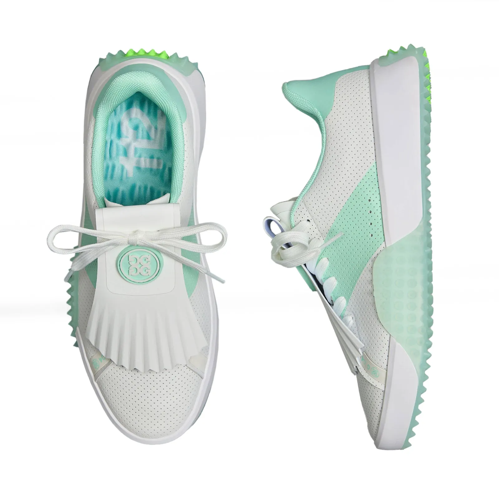 G/Fore Women'S G.112 Perforated Leather Kiltie Golf Shoes - Snow/Menthol Independence Day Sale
