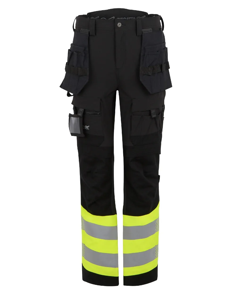Regatta Mens Hi-Vis X-Pro Stretch Holster Trousers Class 1 Hardwearing Work Pants