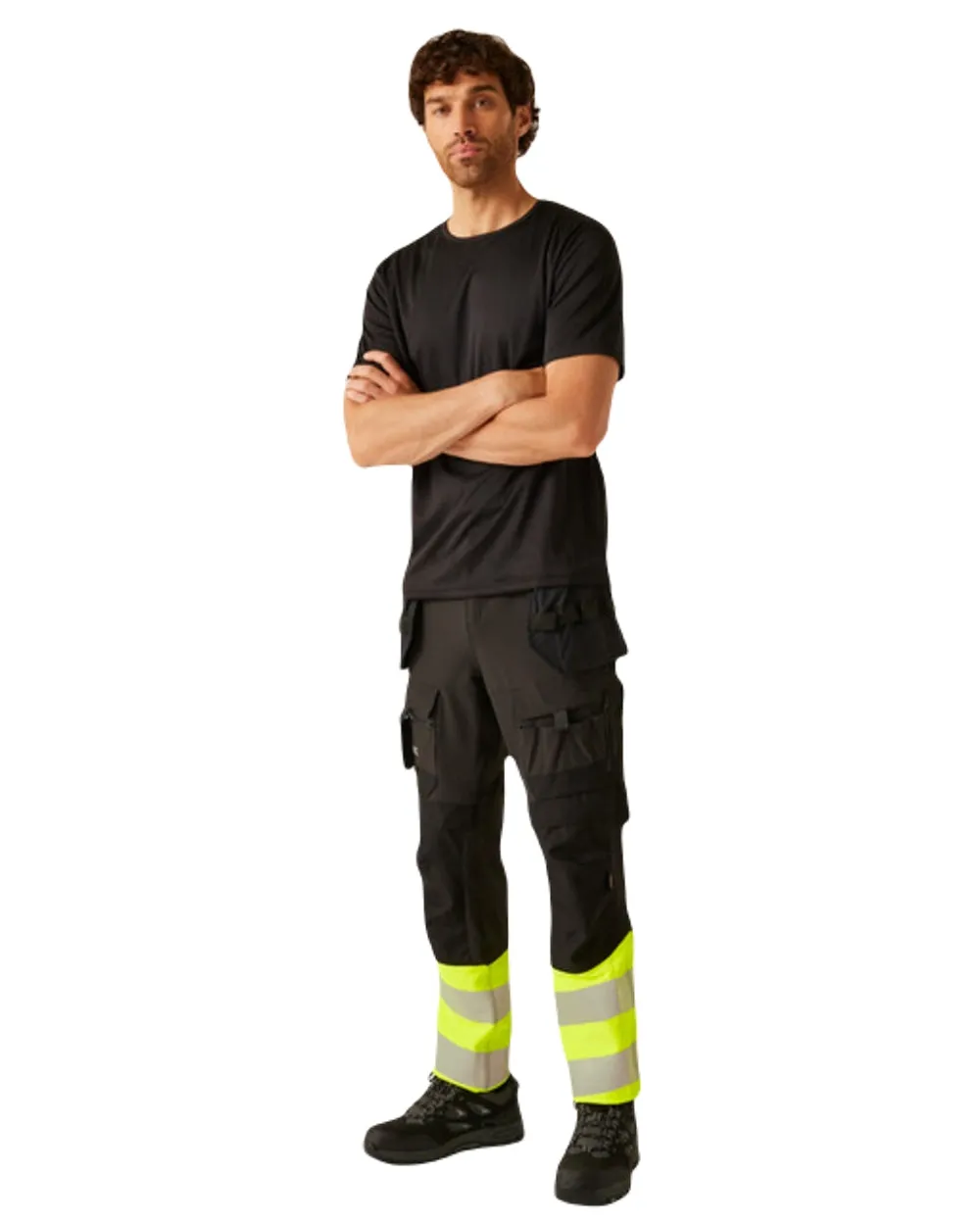 Regatta Mens Hi-Vis X-Pro Stretch Holster Trousers Class 1 Heavy Duty Work Pants