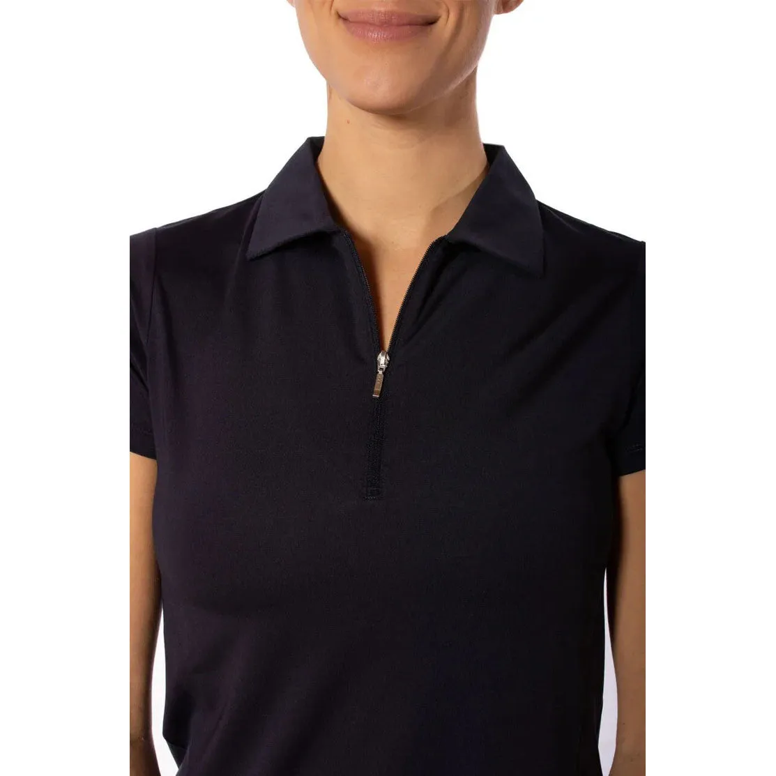 Designed to Dominate Golftini Women'S Short Sleeve Zip Golf Shirt - Navy