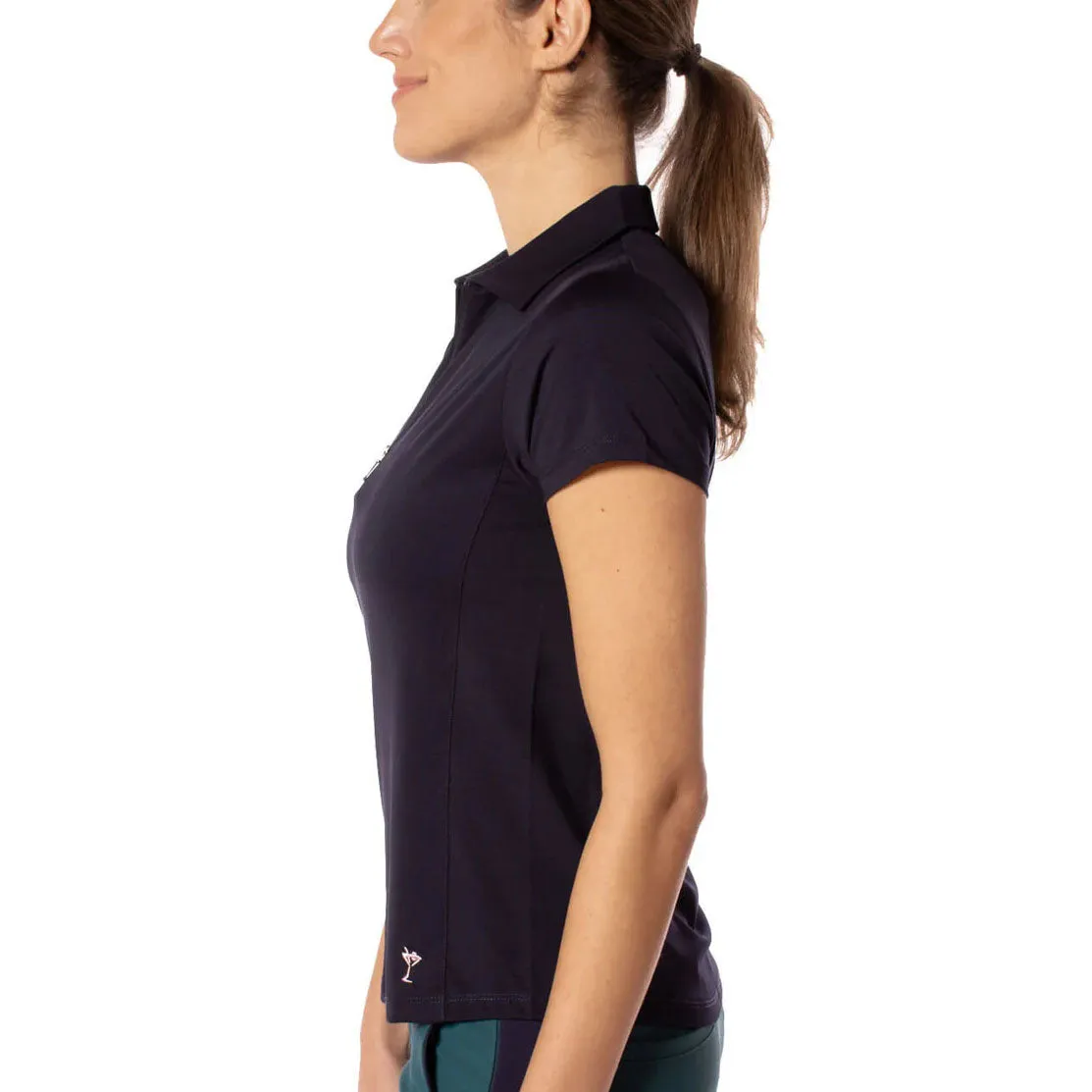 Golftini Women'S Short Sleeve Zip Golf Shirt - Navy Footwear for the Fearless Walk Tall