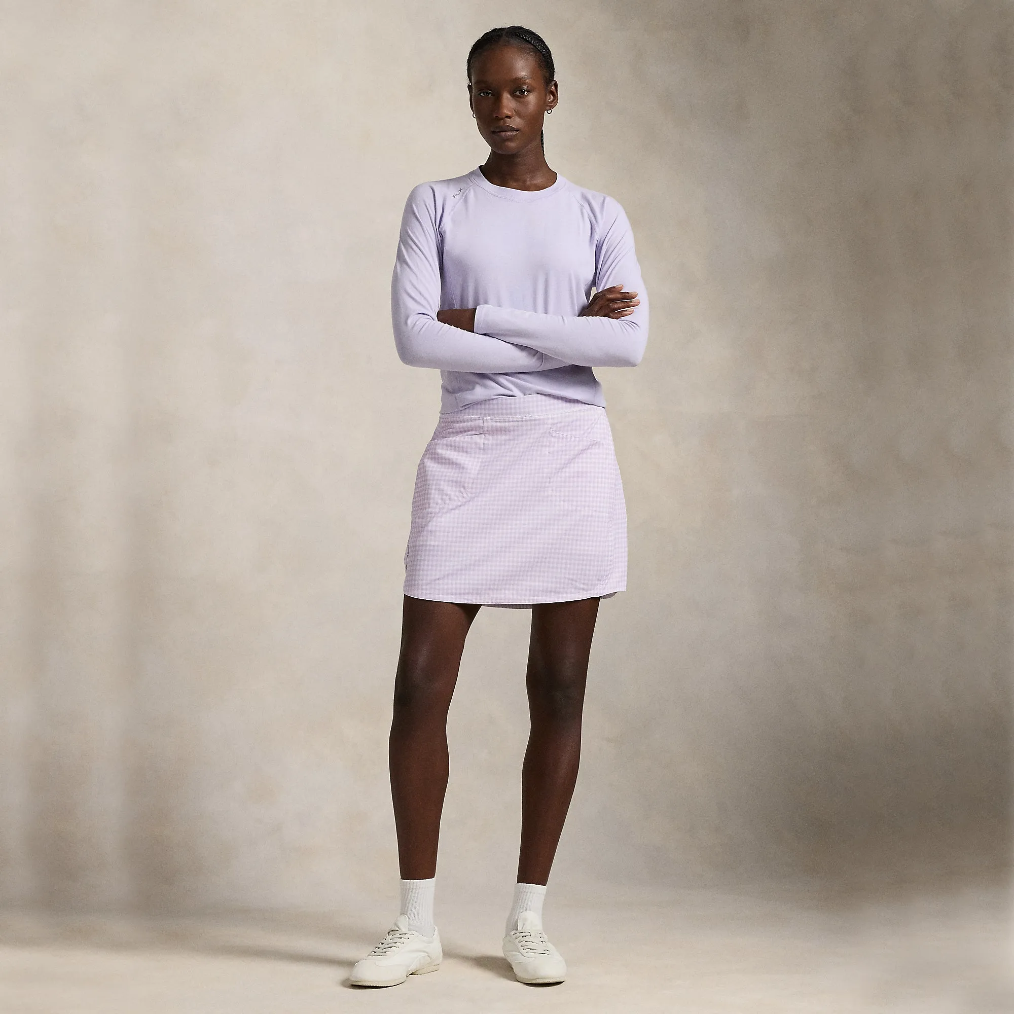 Rlx Ralph Lauren Women'S 17" Printed Aim Skort - Mini Gingham Purple Steal
