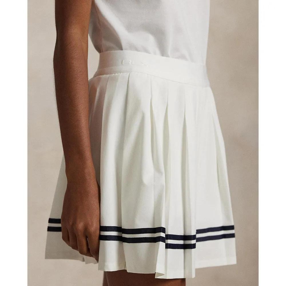 Rlx Ralph Lauren Women'S 4-Way Stretch Pleated Golf Skort - Ceramic White/Navy Memorial Day Sale