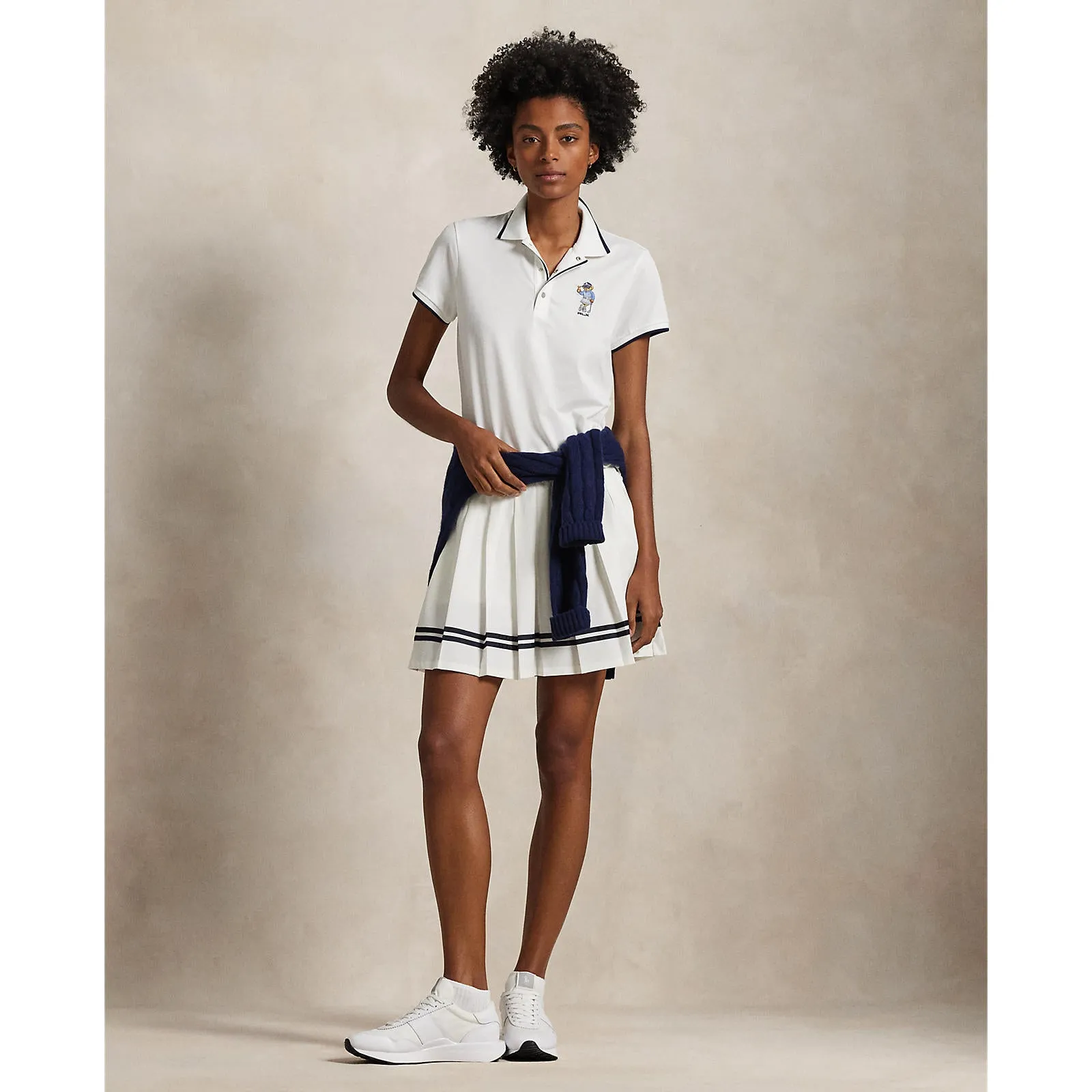 Engineered for Speed Born to Stand Out Rlx Ralph Lauren Women'S 4-Way Stretch Pleated Golf Skort - Ceramic White/Navy