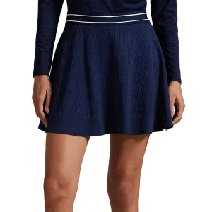 Feel the Energy Rlx Ralph Lauren Women'S Active Cable Knit A-Line Golf Skort - Refined Navy/Ceramic White Multi