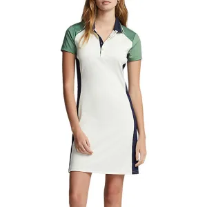 Rlx Ralph Lauren Women'S Colour Blocked Stretch Polo Golf Dress - Chic Cream/Fatigue Multi Own the Vibe