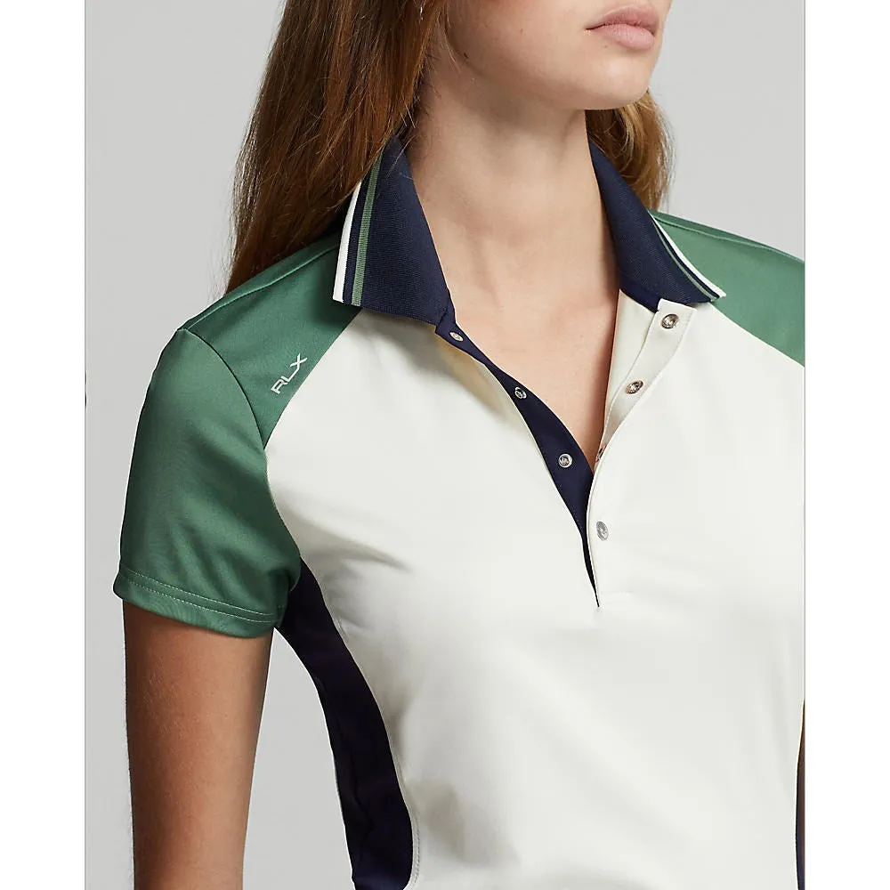 Rlx Ralph Lauren Women'S Colour Blocked Stretch Polo Golf Dress - Chic Cream/Fatigue Multi Gear Up and Go