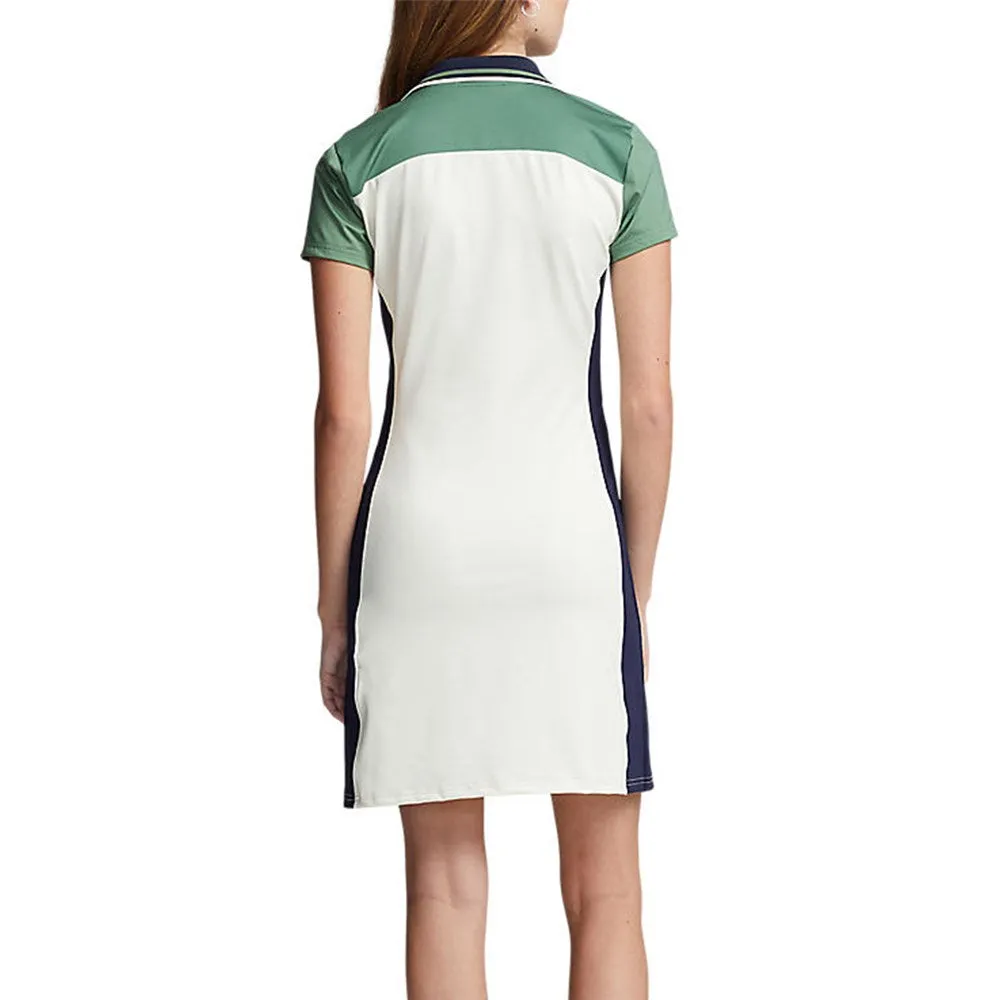 Move Like You Mean It No Limits, Just Style Rlx Ralph Lauren Women'S Colour Blocked Stretch Polo Golf Dress - Chic Cream/Fatigue Multi