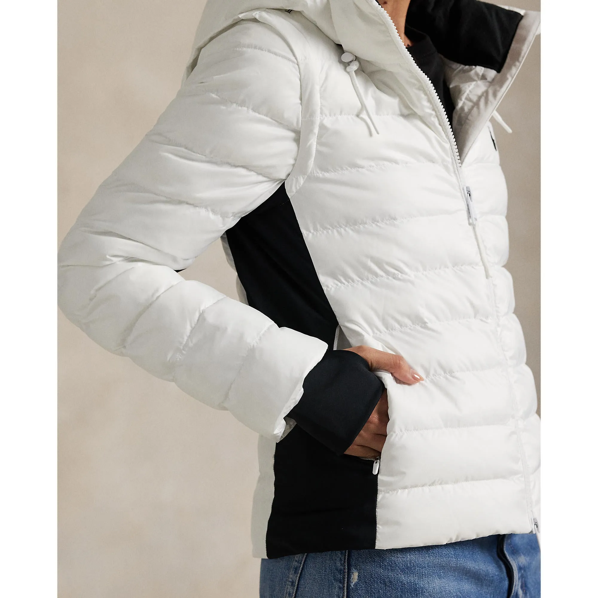 Rlx Ralph Lauren Women'S Convertible Quilted Jacket - Ceramic White/Polo Black Rise Every Time