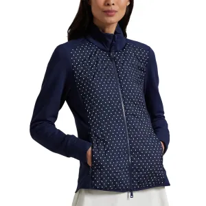 Rlx Ralph Lauren Women'S Cool Wool Hybrid Performance Full-Zip Jacket - Refined Navy Polka Dot Unapologetically You Walk Tall