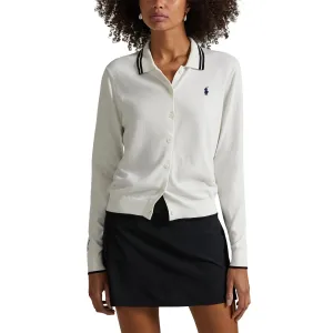 Redefine Classic All Saints' Day Sale Rlx Ralph Lauren Women'S Cotton Blend Knit Cardigan - White Splash/Polo Black