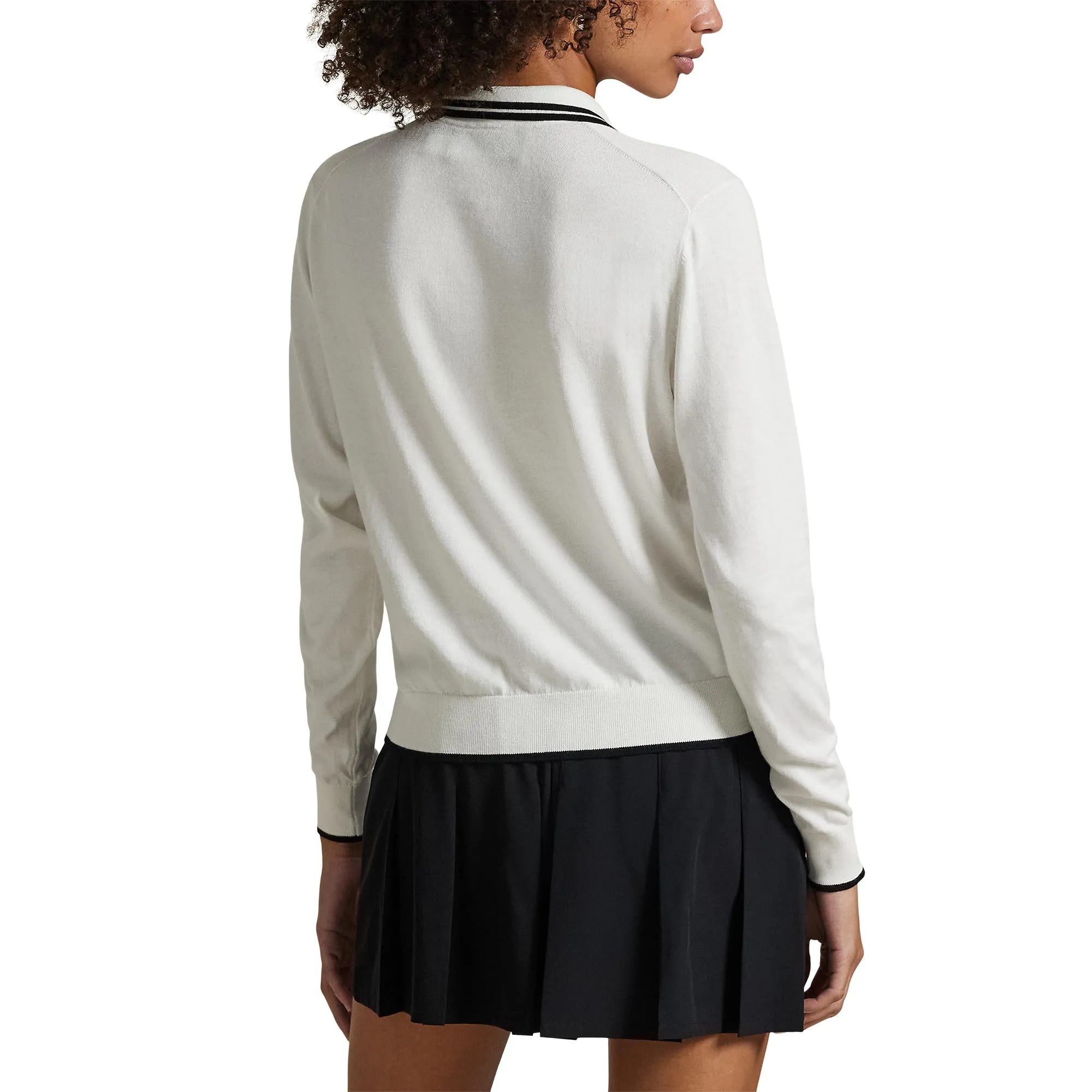New Year's Eve Sale Break Boundaries Rlx Ralph Lauren Women'S Cotton Blend Knit Cardigan - White Splash/Polo Black