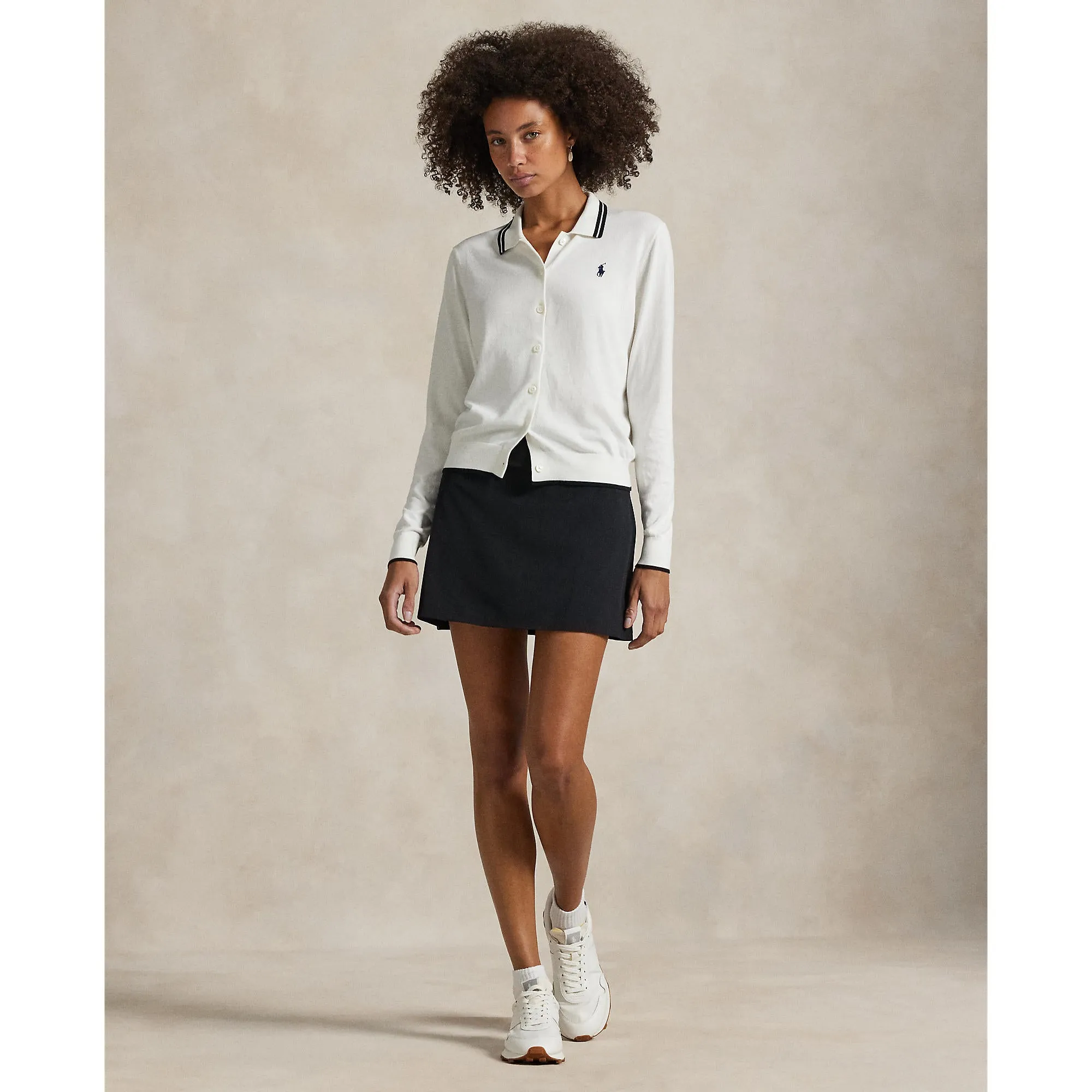 Feel the Energy Back To School Sale Rlx Ralph Lauren Women'S Cotton Blend Knit Cardigan - White Splash/Polo Black