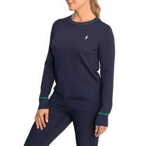 Fuel Your Fire Built for the Bold Rlx Ralph Lauren Women'S Cotton Blend Knit Pullover - French Navy/Cruise Green