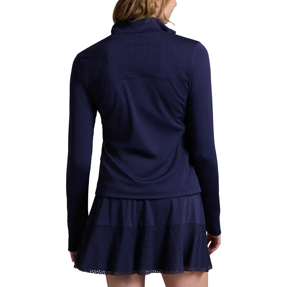 Own the Vibe Rlx Ralph Lauren Women'S Eyelet Performance Quarter-Zip Pullover - Refined Navy