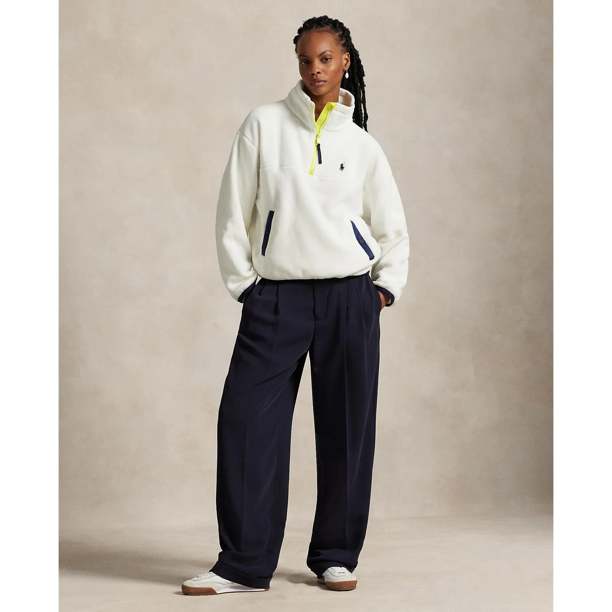 Rlx Ralph Lauren Women'S Fleece Half-Zip Pullover - Cream Multi Memorial Day Sale