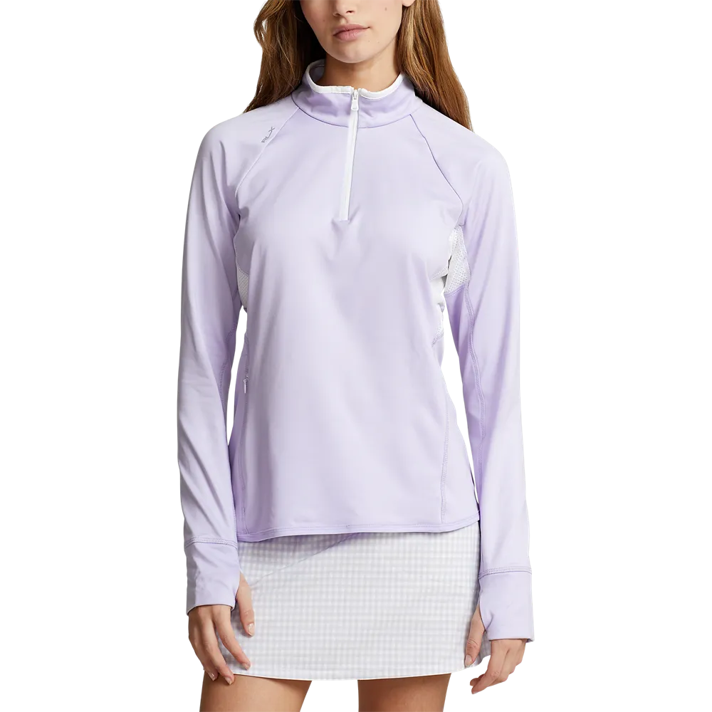 Redefine Classic President's Day Sale Rlx Ralph Lauren Women'S Jersey Quarter Zip Golf Pullover -  Flower Purple/White