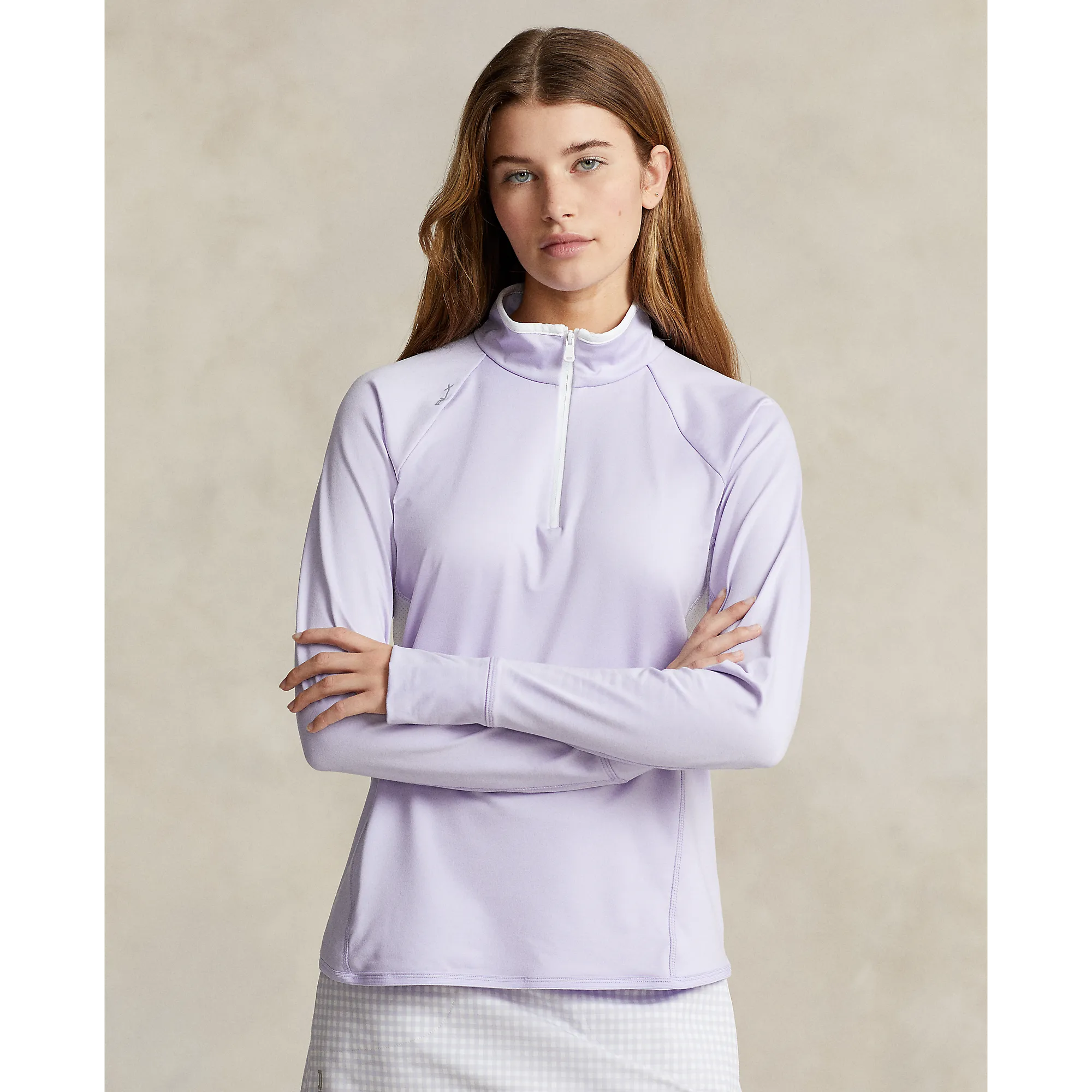 Rlx Ralph Lauren Women'S Jersey Quarter Zip Golf Pullover -  Flower Purple/White No Limits, Just Style Memorial Day Sale