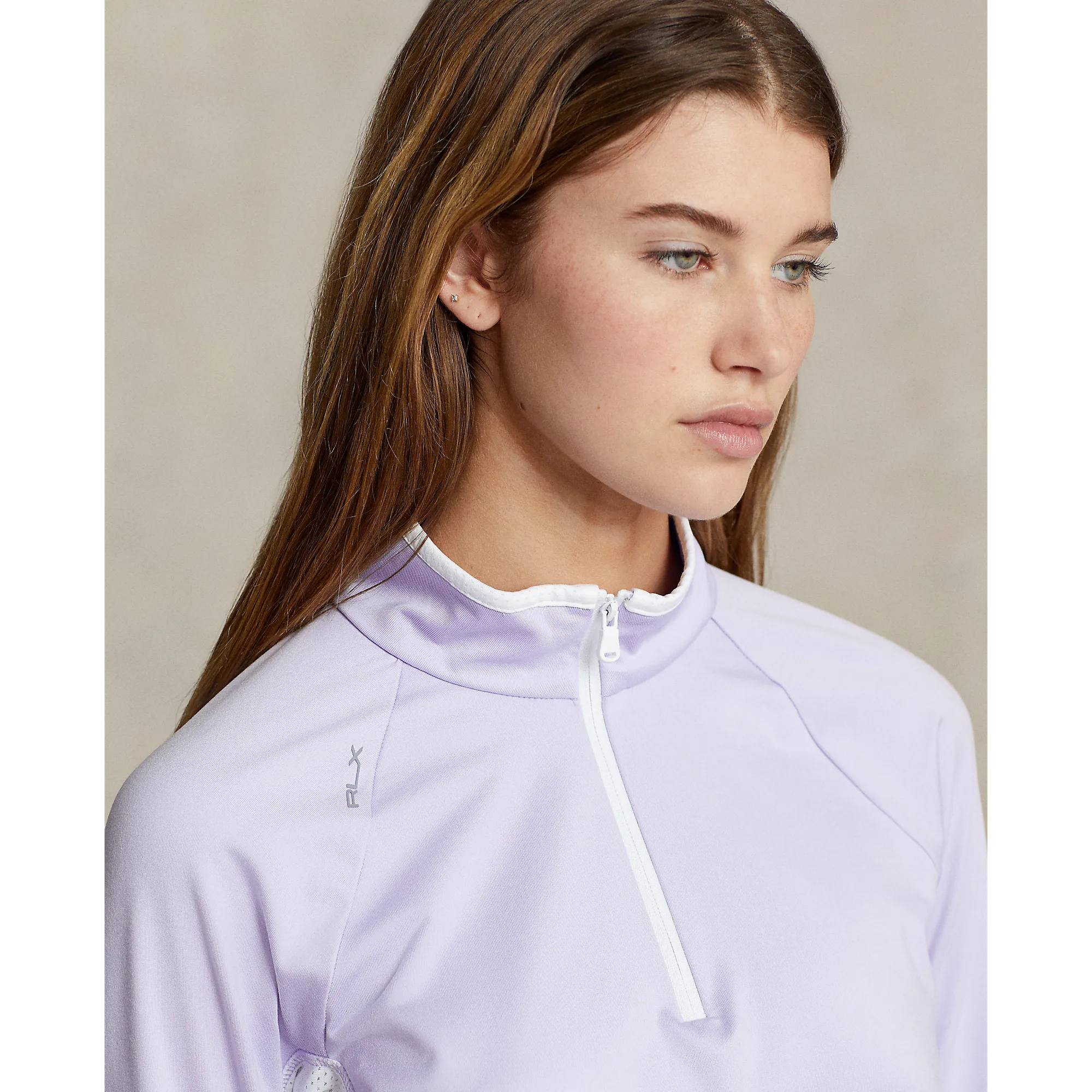 Rlx Ralph Lauren Women'S Jersey Quarter Zip Golf Pullover -  Flower Purple/White Dress from the Feet Up