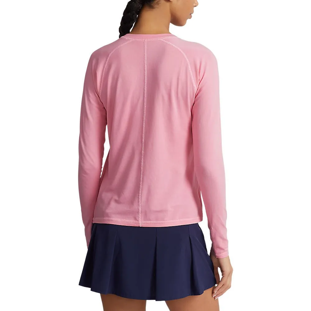 Rlx Ralph Lauren Women'S Long Sleeve Stretch Crew Tee - Pink Flamingo Define Your Own Way