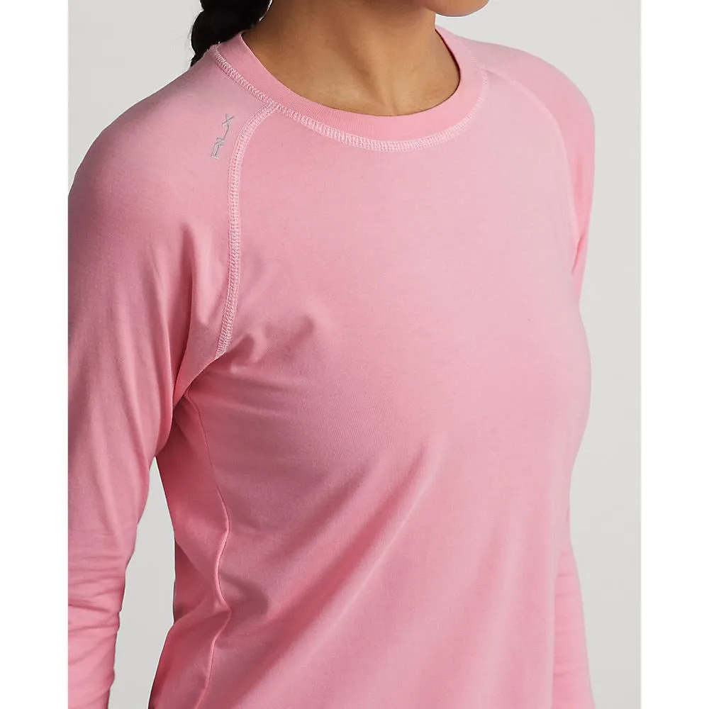 Rlx Ralph Lauren Women'S Long Sleeve Stretch Crew Tee - Pink Flamingo Walk Loud