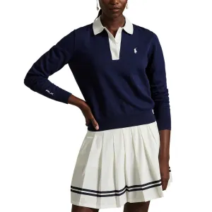 Rlx Ralph Lauren Women'S Performance Polo Collar Sweater - Navy/White Black Friday Offer