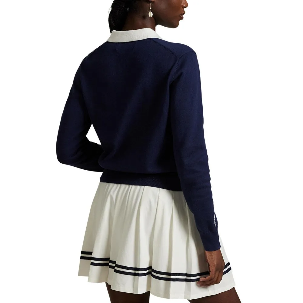 No Limits, Just Style Christmas Eve Sale Rlx Ralph Lauren Women'S Performance Polo Collar Sweater - Navy/White