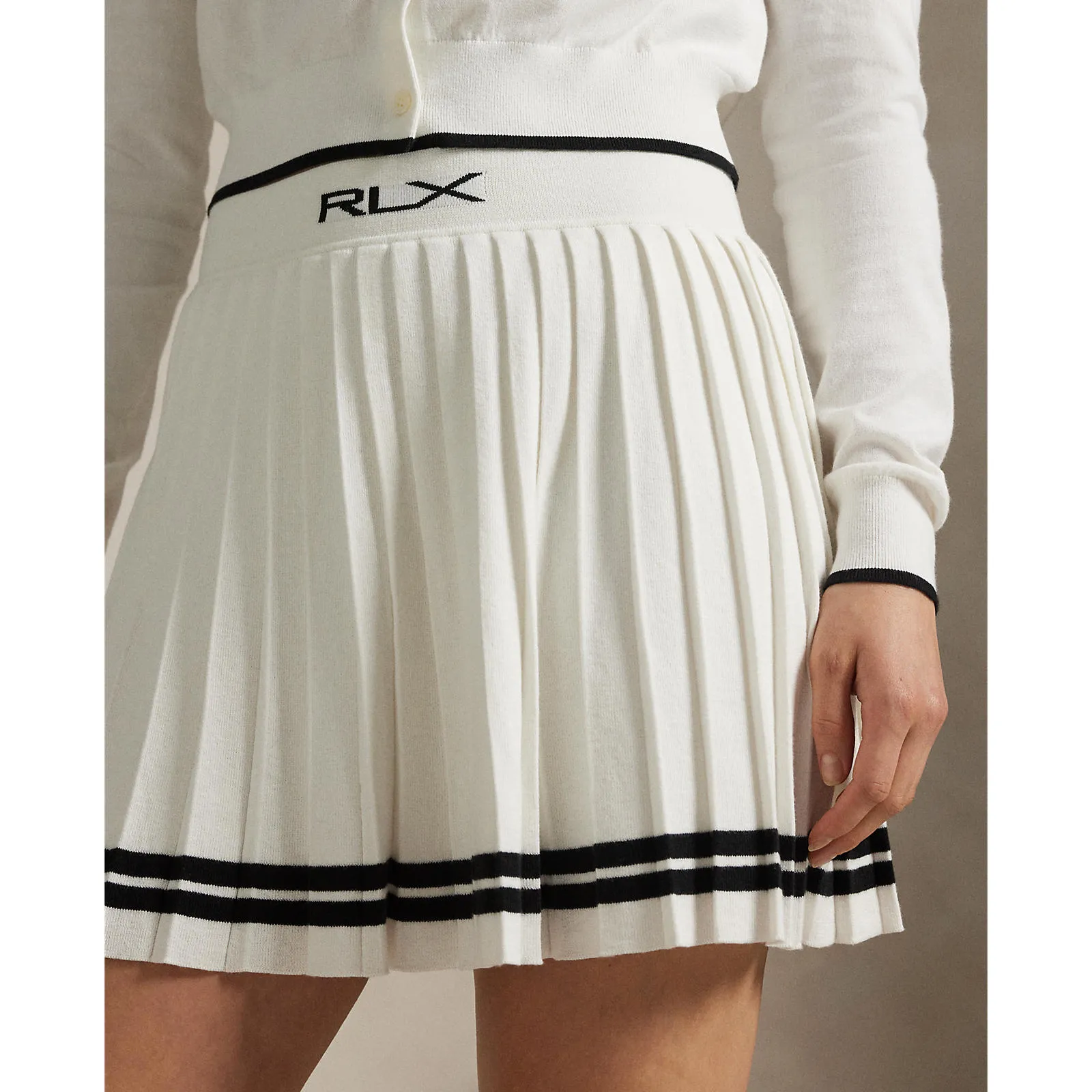 Rlx Ralph Lauren Women'S Pleated Knit Golf Skirt - White Splash/Polo Black Never Just Walk