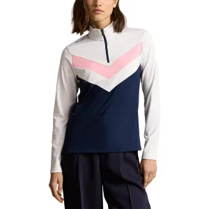Designed to Dominate Not for the Ordinary Rlx Ralph Lauren Women'S Power Stretch 1/4 Zip Pull Over - French Navy/White/Pink