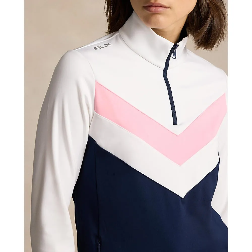Rlx Ralph Lauren Women'S Power Stretch 1/4 Zip Pull Over - French Navy/White/Pink Feel the Energy