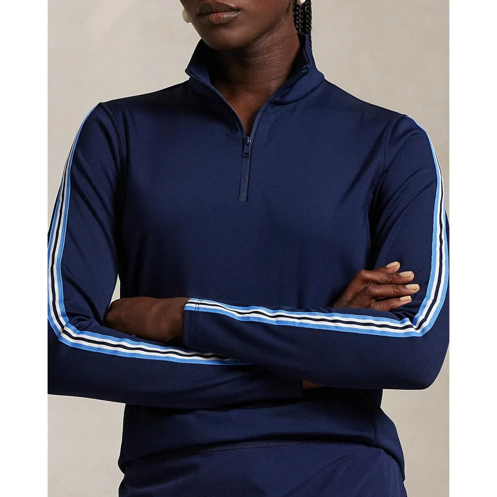 No Limits, Just Style Power Every Step Rlx Ralph Lauren Women'S Power Stretch Full Zip Jacket -Refined Navy/Summer Blue