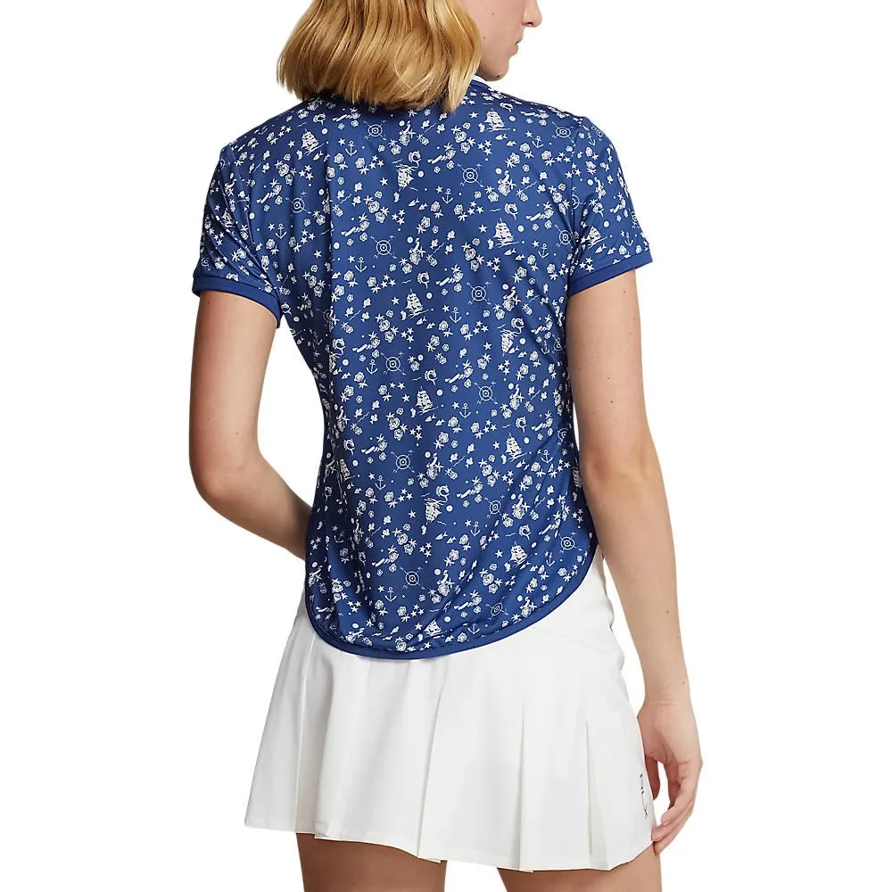 Loud Looks, Smooth Moves Rlx Ralph Lauren Women'S Printed Airflow Golf Polo Shirt - Nautical Cnv/Beach Royal