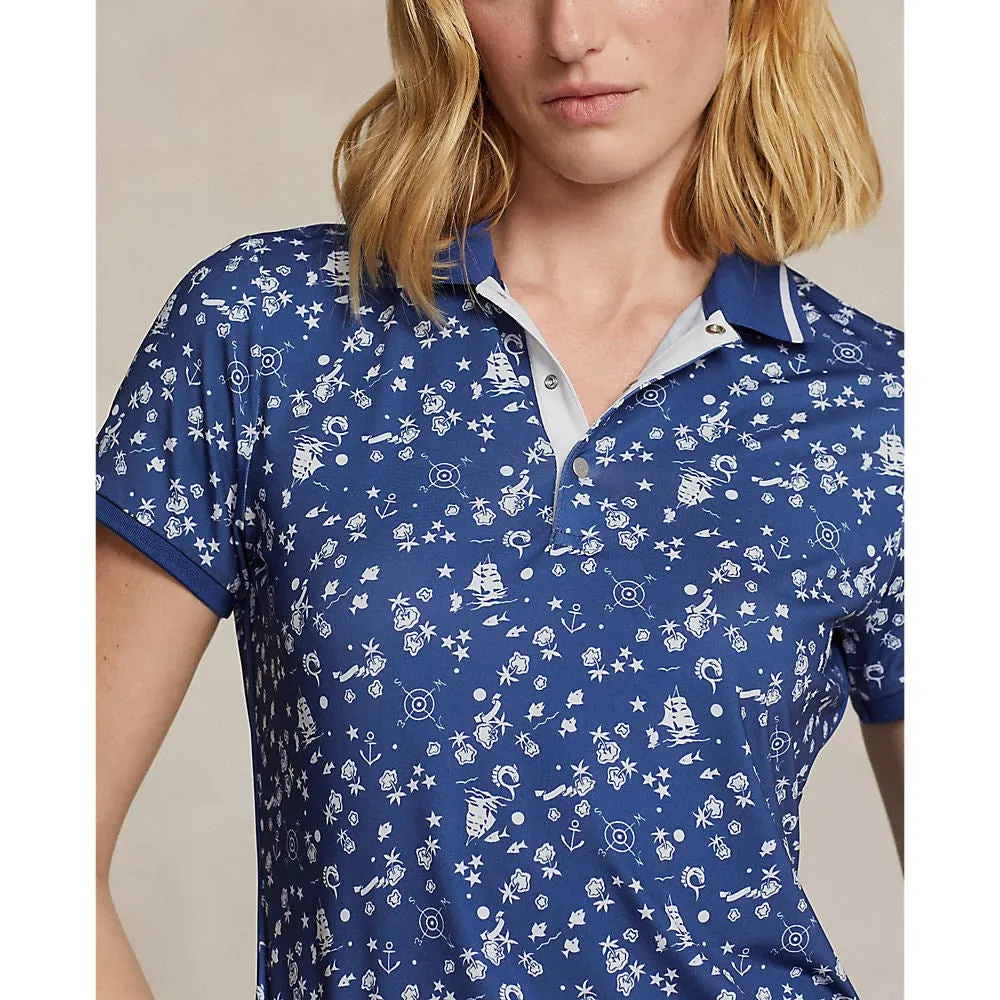 Step Into Strength Rlx Ralph Lauren Women'S Printed Airflow Golf Polo Shirt - Nautical Cnv/Beach Royal