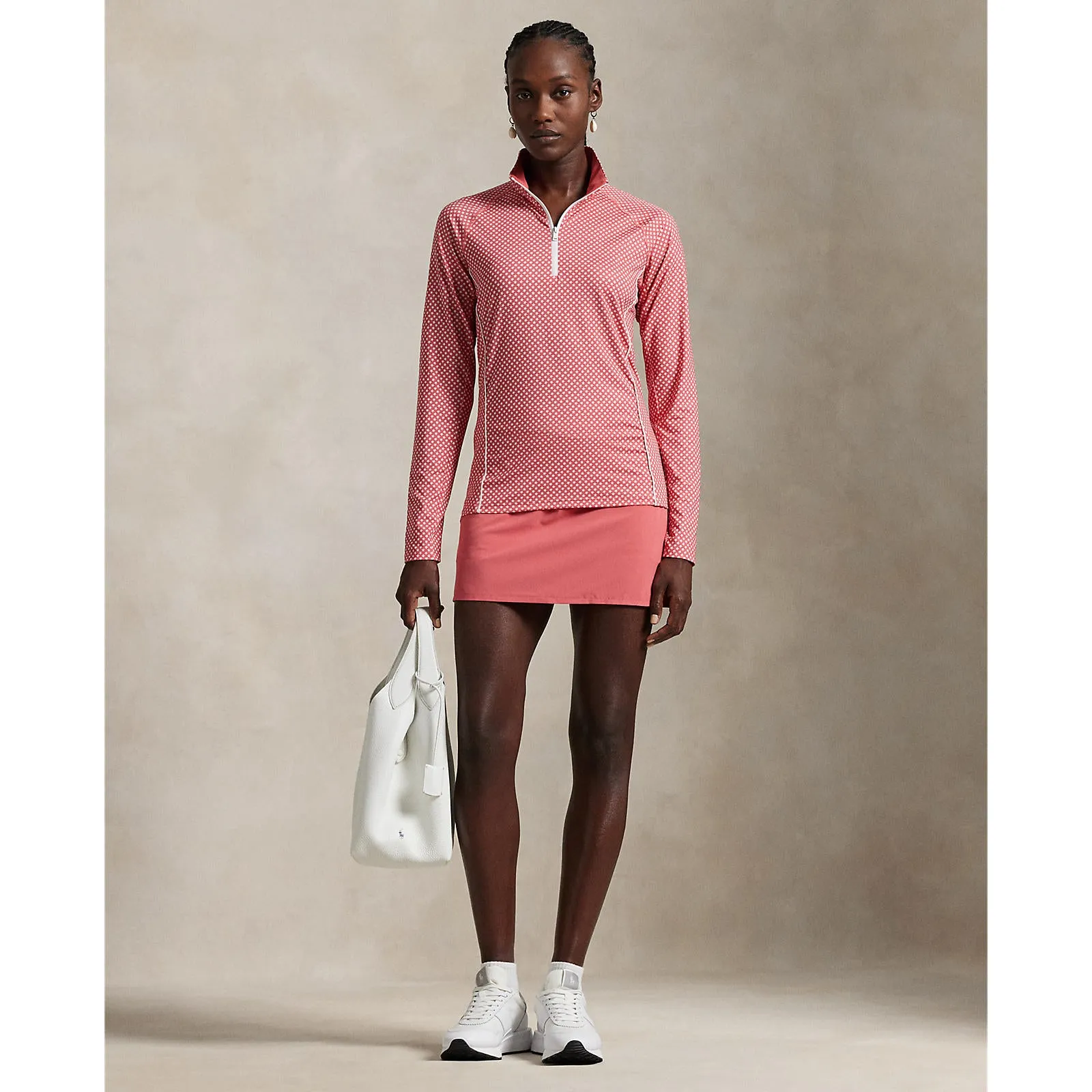 Built to Move You Rlx Ralph Lauren Women'S Printed Airflow Jersey Uv 1/4 Zip - Red Sky Summer Stars