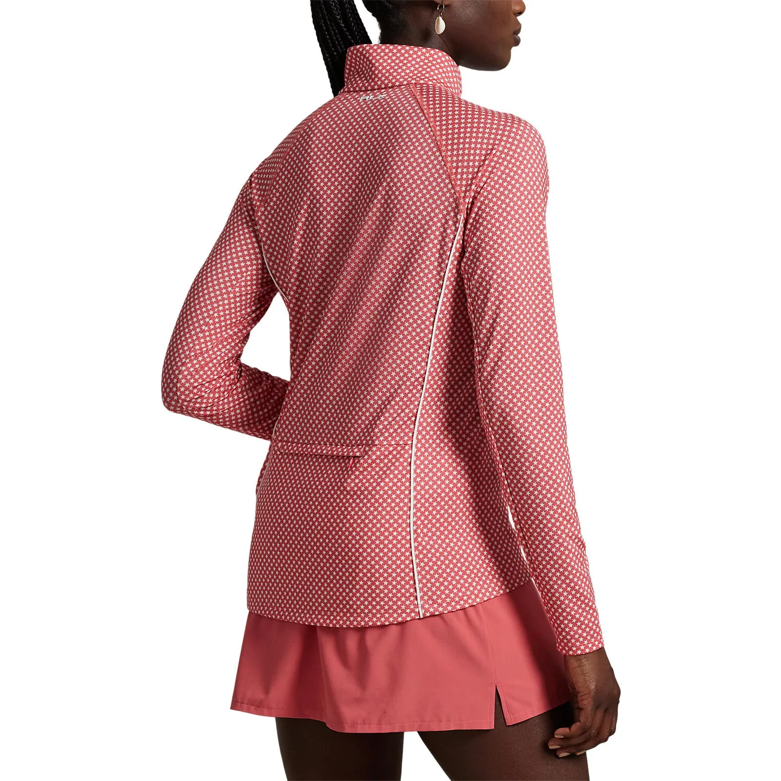 Easter Sale Rlx Ralph Lauren Women'S Printed Airflow Jersey Uv 1/4 Zip - Red Sky Summer Stars