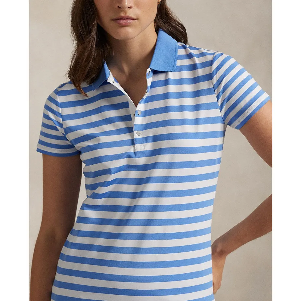 Rlx Ralph Lauren Women'S Printed Airflow Polo Shirt - Summer Blue/Ceramic White Empower Your Journey