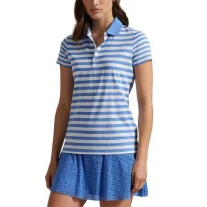 Economical Own the Streets Rlx Ralph Lauren Women'S Printed Airflow Polo Shirt - Summer Blue/Ceramic White