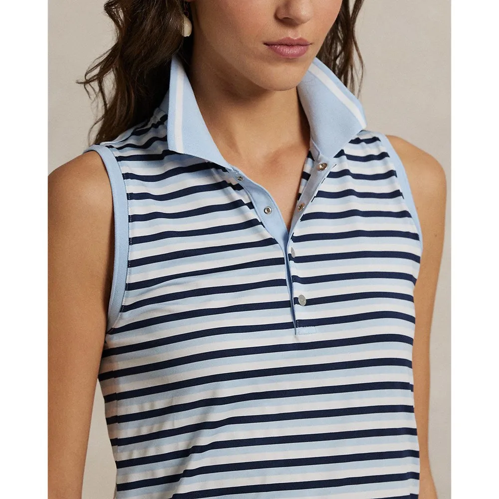 Rlx Ralph Lauren Women'S Printed Airflow Sleeveless Polo Shirt - Cold Spring/Navy Stripe Lead with Style Fuel Your Fire