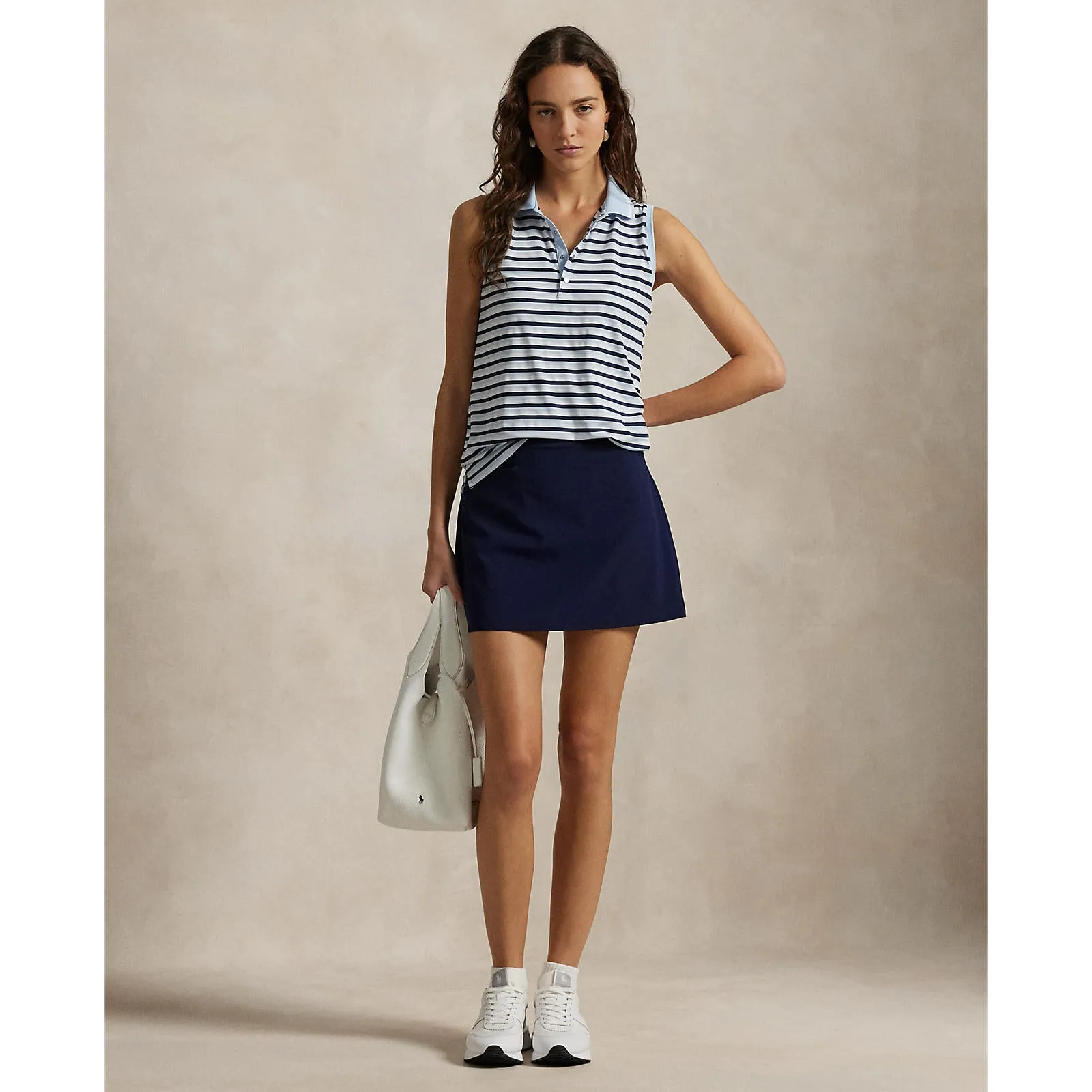 Christmas Day Sale Keep Going Strong Rlx Ralph Lauren Women'S Printed Airflow Sleeveless Polo Shirt - Cold Spring/Navy Stripe