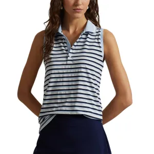 Rlx Ralph Lauren Women'S Printed Airflow Sleeveless Polo Shirt - Cold Spring/Navy Stripe Own the Vibe
