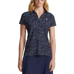 Rlx Ralph Lauren Women'S Printed Airflow V-Neck Golf Polo Shirt - French Navy Summer Night Stars Style Meets Power