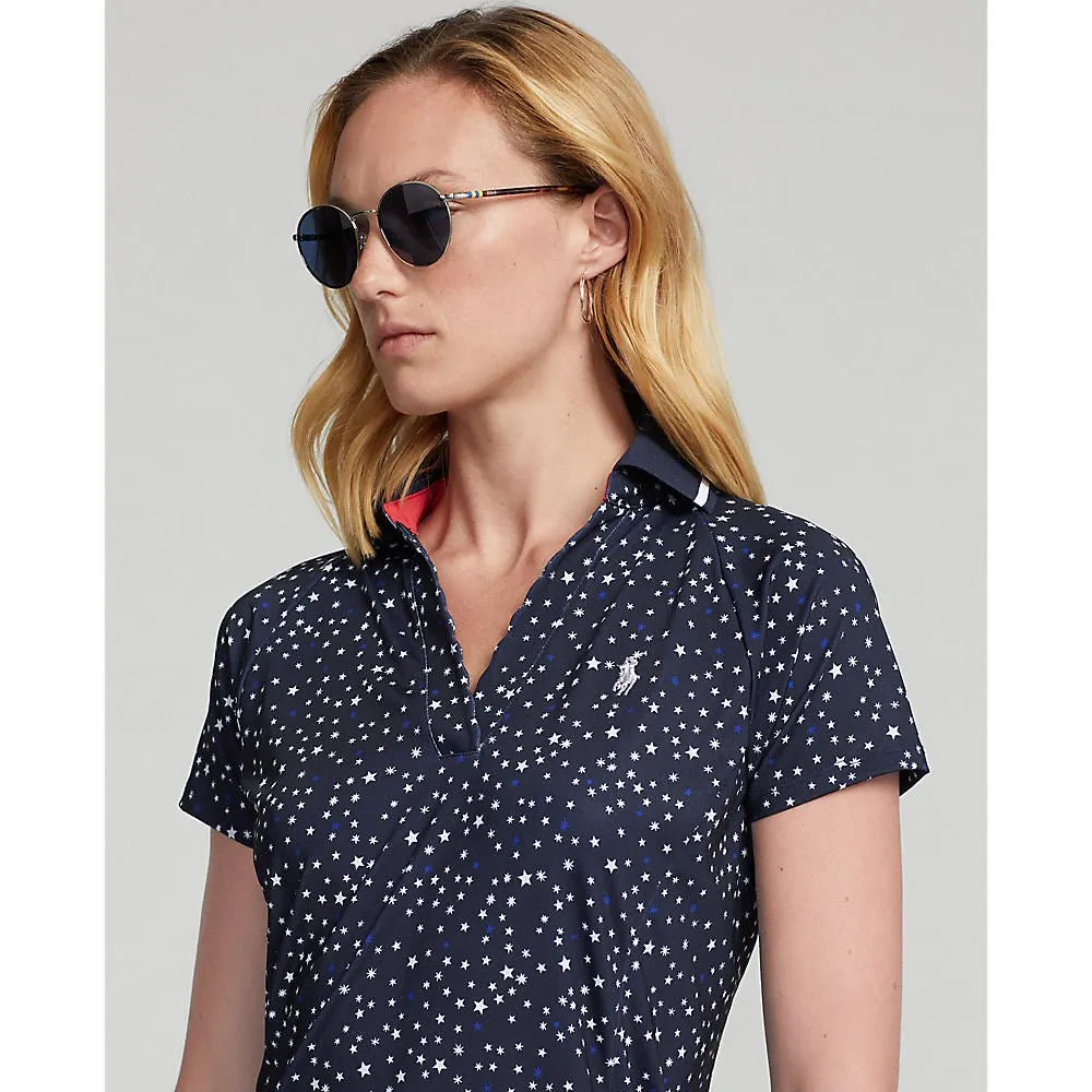 Rlx Ralph Lauren Women'S Printed Airflow V-Neck Golf Polo Shirt - French Navy Summer Night Stars Own Every Step