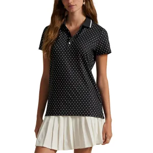 Rlx Ralph Lauren Women'S Printed Lightweight Airflow Golf Shirt - Polo Black Polka Dot Performance Unleashed Hit Your Next Level