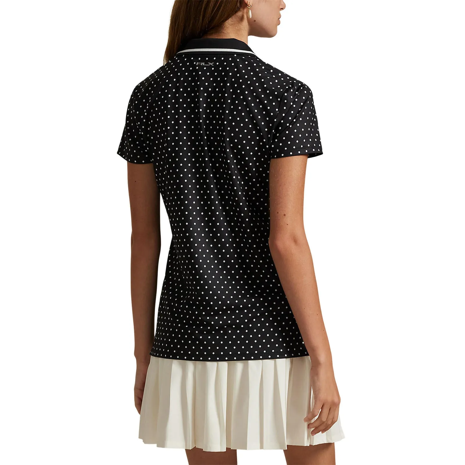 Christmas Eve Sale The Fast Lane Choice Rlx Ralph Lauren Women'S Printed Lightweight Airflow Golf Shirt - Polo Black Polka Dot
