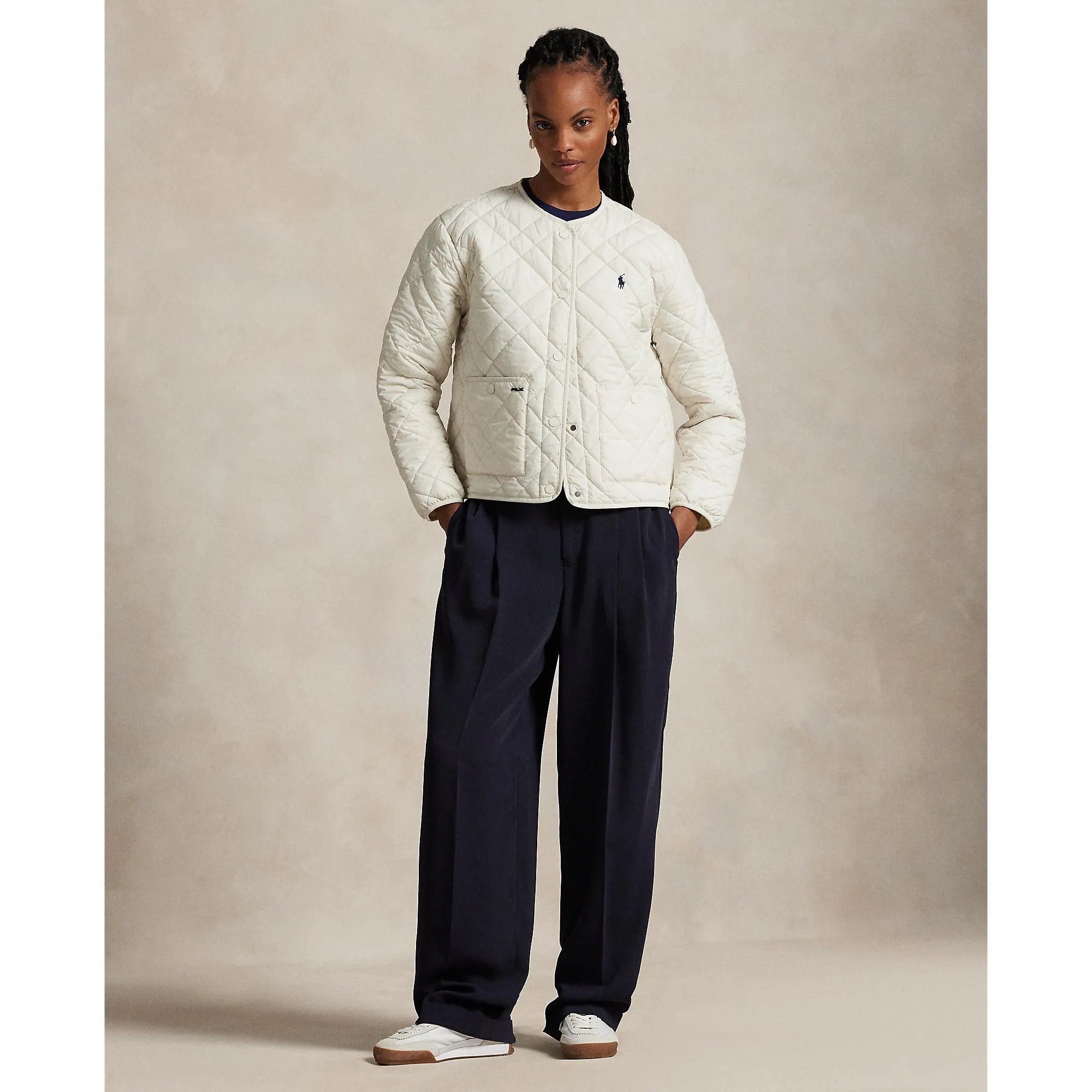 Rlx Ralph Lauren Women'S Quilted Jacket - Cream Multi Make a Statement Step Out Boldly