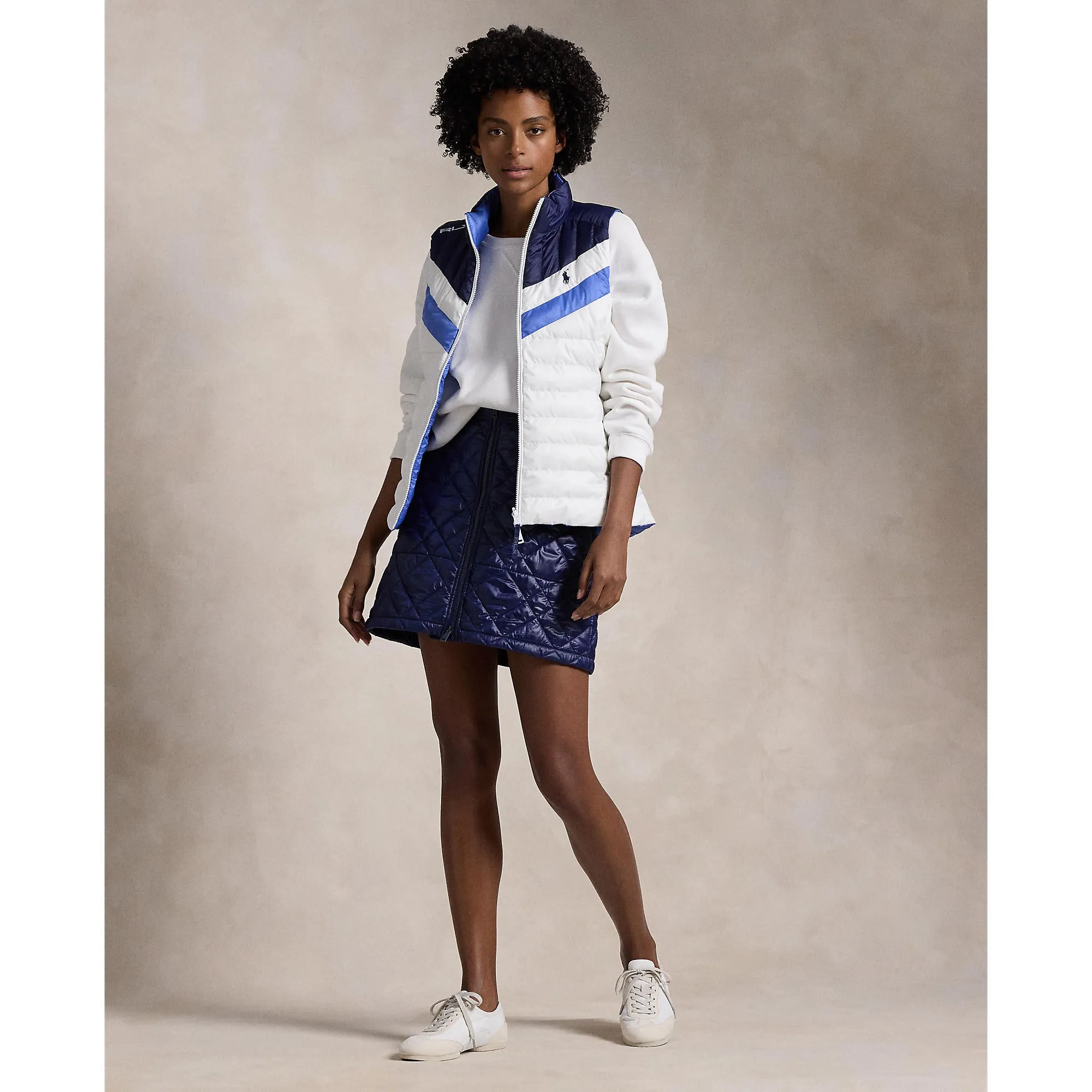 Rlx Ralph Lauren Women'S Reversible Quilted Performance Vest - Ceramic White Multi New Year's Eve Sale Not for the Ordinary