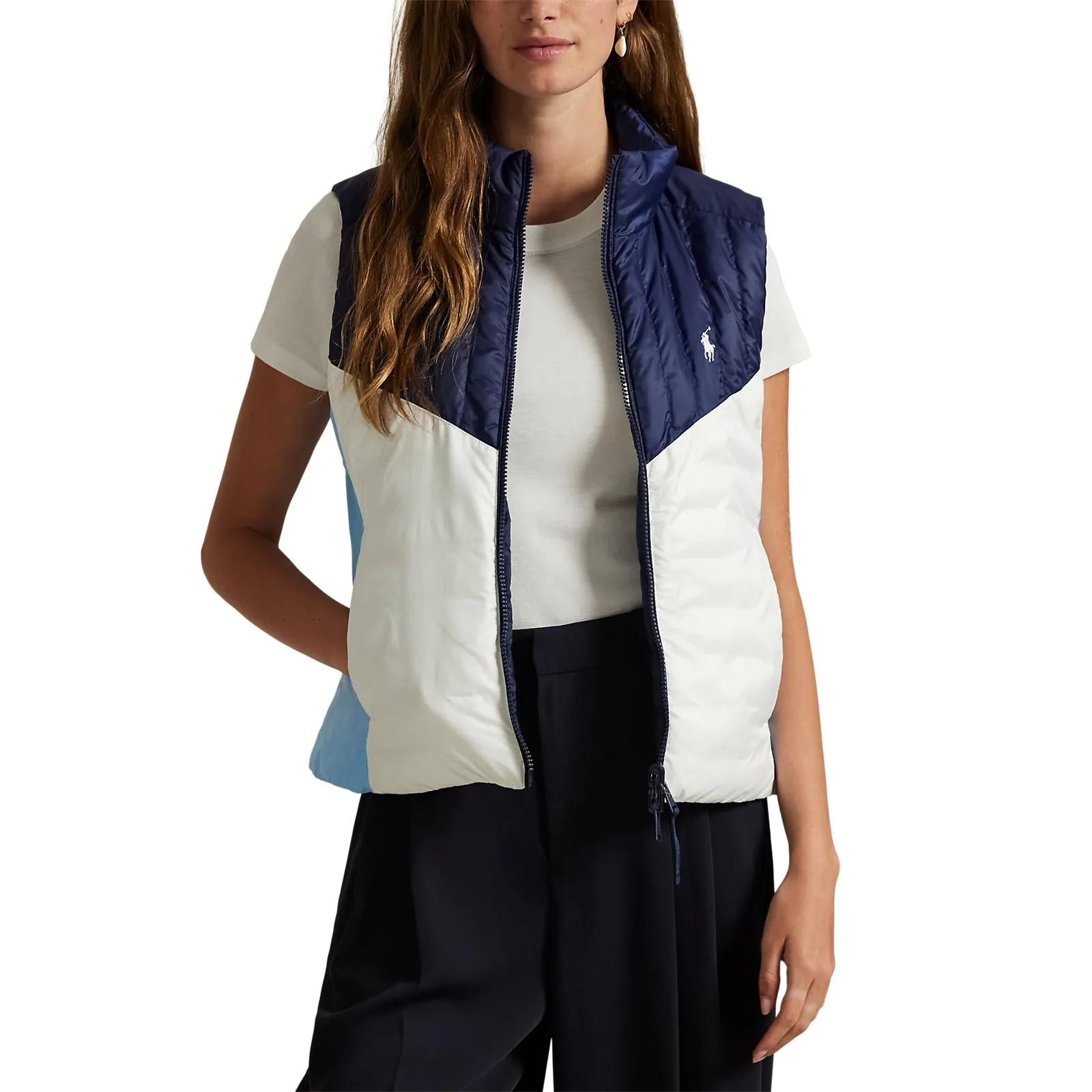 Rlx Ralph Lauren Women'S Reversible Quilted Ripstop Vest - Ceramic White/Refined Navy Dare to Lead Stride with Confidence